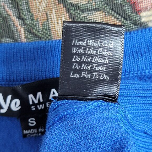 Yemak Sweater Cardigan Womens S Blue 3/4 Sleeve Button Down Super Soft V Neck - Picture 11 of 11